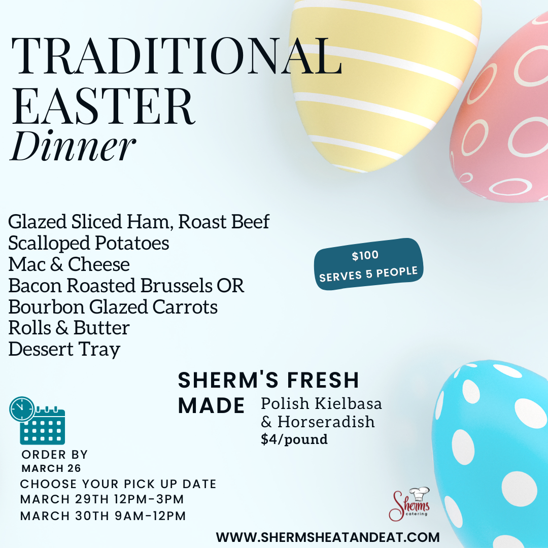 🐰🍽️ Indulge in Sherm's Catering Traditional Easter Meal 🍽️🐰