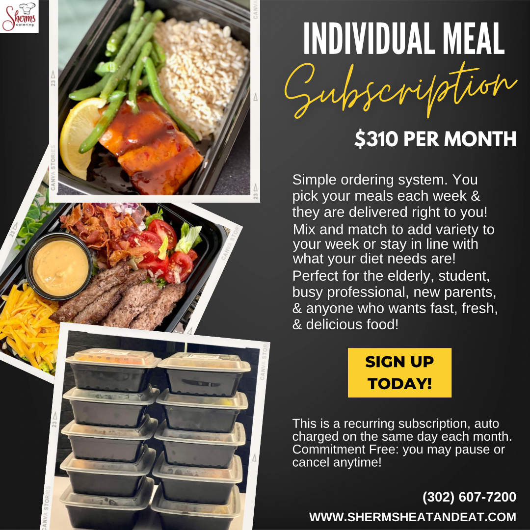 **Monthly Recurring Subscription to Individual Meals